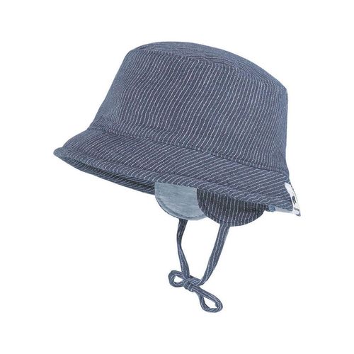 Sonnenhut MAXIMO, Baby, Gr. 43, blau, Baumwolle, gestreift, casual, Hüte, Fischerhut mit Ohrenklappen