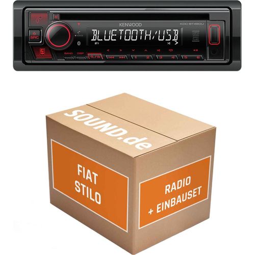 Autoradio Einbaupaket Kenwood KDC-BT460U passend für Fiat Stilo + Soundsystem mit Endstufe | Bluetooth USB