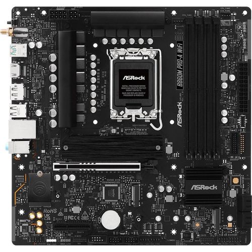 ASRock B860M Pro-A WiFi - Motherboard - micro ATX - LGA1851-Sockel - B860 Chipsatz - USB-C 3.2 Gen 2x2, USB-C 3.2 Gen 1, USB 3.2 Gen 1 - 2.5 Gigabit LAN - Onboard-Grafik (CPU erforderlich)