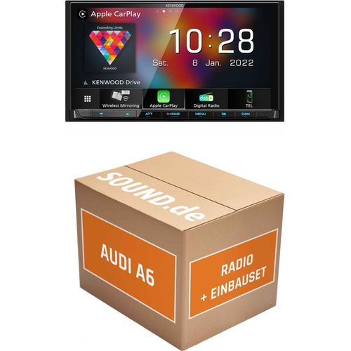 Autoradio Einbaupaket Kenwood DMX8021DABS passend für Audi A6 C5 + Navigation plus | (Wireless) Apple CarPlay (Wireless) Android Auto