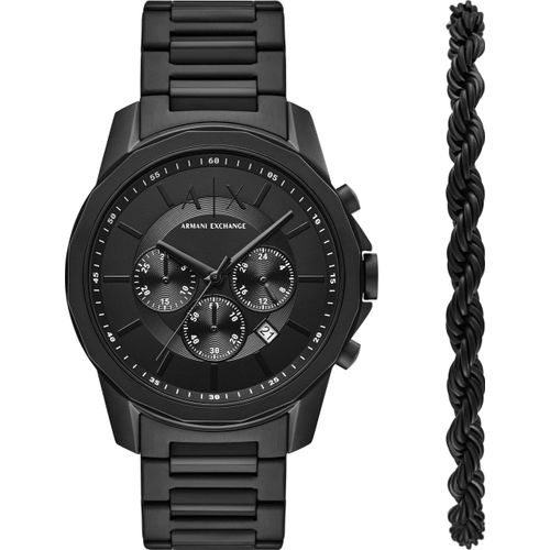 Chronograph ARMANI EXCHANGE, schwarz, Armbanduhren, Herren, Quarzuhr, Armbanduhr, Herrenuhr, Stoppfunktion, Geschenkidee