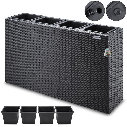 Blumenkasten Polyrattan 4er 95x60x27cm schwarz