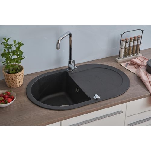 Küchenspüle Einbauspüle Spülbecken Granitspüle 79x50 Schwarz Respekta Phoenix