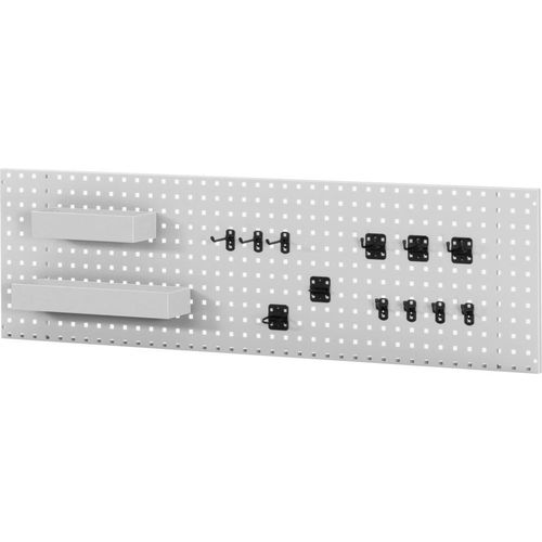 Rau Lochplatte für Wandmontage mit Ablagekasten und Hakenset BxTxH 2000x15x450mm