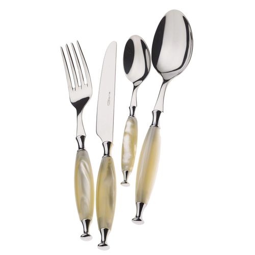 BESTECKSET für 6 Personen Edelstahl Besteck Tafelbesteck BUGATTI Country Ivory