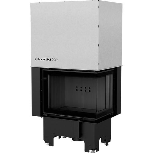 Kamineinsatz aus Stahl KRATKI VNP 610/430 9 kW Ø 200 mit Schiebetür schwarz Verkleidung