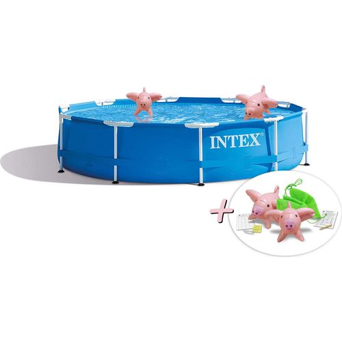 INTEX 28200NP - Metal-Frame Pool (305x76cm) + aufblasbare Schwimmtiere