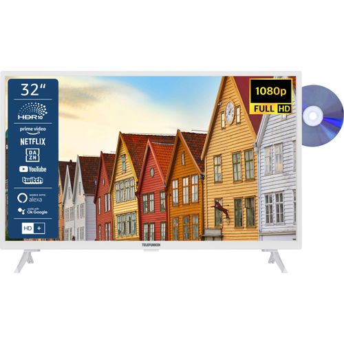 TELEFUNKEN XF32SN550SD-W 32 Zoll Fernseher / Smart TV (Full HD, HDR, Triple-Tuner, DVD-Player) - Inkl. 6 Monate HD+