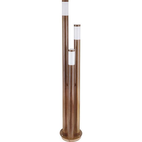 Stehleuchte Edelstahl, Holz-Optik, H 170 cm