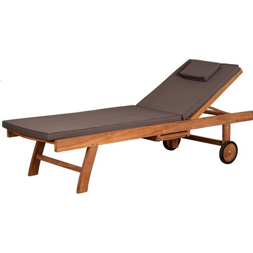 Teakholz Gartenliege WOODIE mit Rädern in natur / grau
