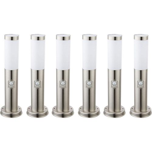6x LED Wegelampe, Edelstahl, Bewegungsmelder, IP44, H 45cm