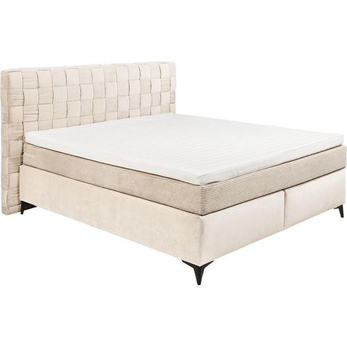 Boxspringbett - Beige - Cord - Mikrofaser - 180 x 200 cm