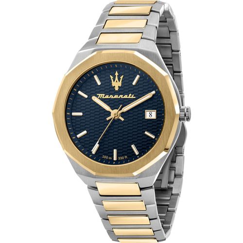 MASERATI Quarzuhr STILE BLUE DIAL Edelstahl gold