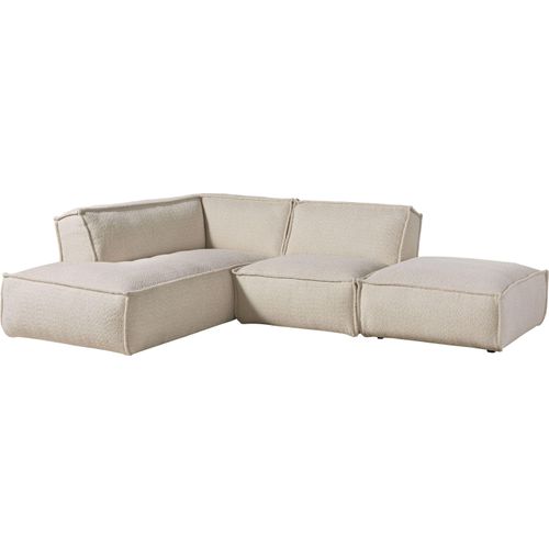 MASSIVMOEBEL24 Ecksofa inkl. Hocker 195x220x79 Polyester beige RAVENNA