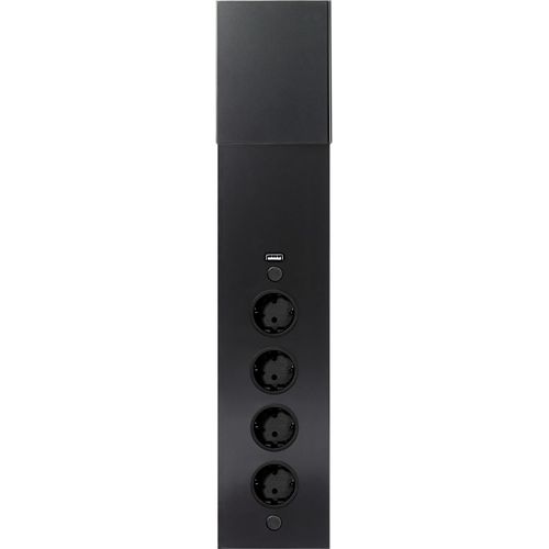 Energie-Ecksäule ST 3007 in SCHWARZ mit 4 Steckplätzen und USB Port / Mehrfachsteckdose / Ecksteckdose
