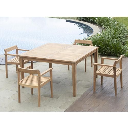 Garten-Esstisch quadratisch - Teakholz - L 144 cm - Holzfarben hell - ALLENDE von MYLIA