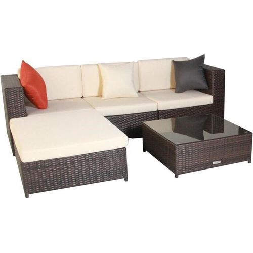 Poly Rattan Gartenmöbel Barcelona mix-braun Garten Möbel Set Lounge Gartenlounge Sitzgruppe Garnitur