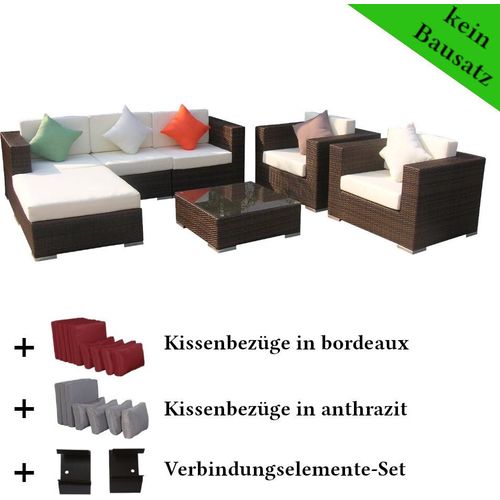 Poly Rattan Gartenmöbel South Carolina schwarz Alu Garnitur Lounge Garten Sitzgruppe Gartenset