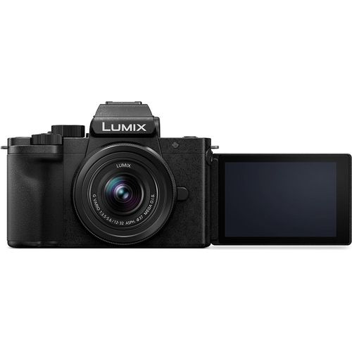 Panasonic Lumix DC-G100DVEGK Camera Micro Four Thirds Mirrorless mit Lumix G Vario Objektiv 12-32mm F3.5-5.6 und Stativ DMW-SHGR2, 20.3MP, 4K 30p/FHD 60 Video, Vlogging Kamera, USB-C Charging, Schwarz