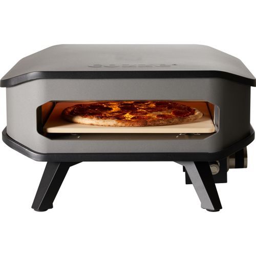 Cozze® Gas-Pizzaofen 13, inkl. Pizzastein, Backtemperatur bis 400°C, tragbar, Grillfläche 34 x 34 cm, Gerätemaße 29 x 53 x 53 cm, Stahl / Cordierit, grau / schwarz