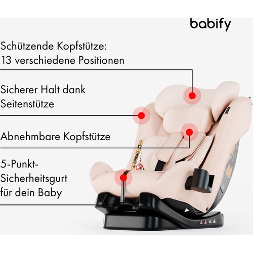 Babify Kindersitz, Autositz für Kinder von 40-150 cm, Mitwachsender Auto Kindersitz, Bequemer Auto Sitz für Kinder, Langlebiger & Verstellbarer 3-in-1 Kinderautositz, Sicherer Auto-Kindersitz