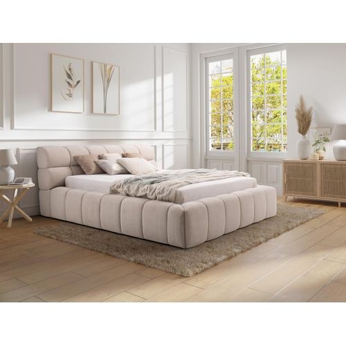 Bett mit Bettkasten - 160 x 200 cm - Stoff - Beige - FORVIK II von Pascal Morabito