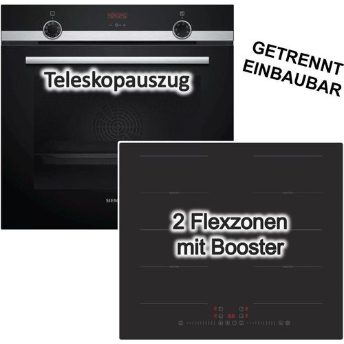 Herdset Siemens Backofen ecoClean + PKM Flächeninduktionskochfeld Kindersicherung autark 60cm