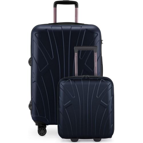 Suitline - Kofferset für EasyJet, 2-teilig Unter-Sitz Trolley 45x36x20 cm + erweiterbarer Reisekoffer 66 cm für 15-20 kg Gepäck, kleiner + großer Koffer,Dunkelblau
