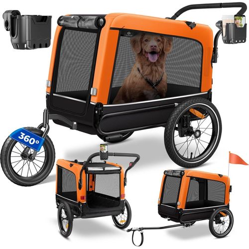 KESSER® Hundeanhänger Boxer 3-in-1 Hundebuggy & Jogger Fahrradanhänger groß ca. 240 Liter Volumen, gefedert, 360° Grad Vorderrad, 600D Oxford Canvas, SmartSpace Concept, maximale Belastbarkeit: 40 kg