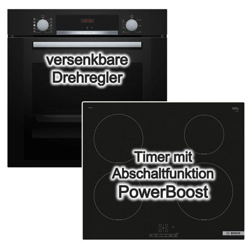Herdset BOSCH Backofen Kindersicherung mit Induktionskochfeld PowerBoost - autark, 60 cm