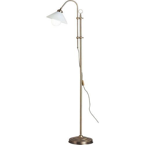 Standleuchte, Fußschalter, Metall, Glas, H 145-170 cm