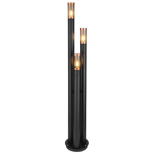 Stehleuchte, Edelstahl, Kupfer, schwarz, rauch, H 170 cm