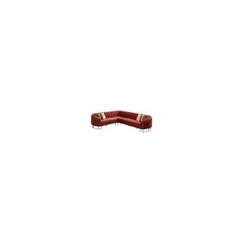 Rocco Ecksofa Farbe:Terracotta, Füße:Metall-Gold, Langer Schenkel:GKurz, inkl. Kissen