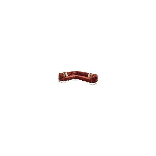 Rocco Ecksofa Farbe:Terracotta, Füße:Metall-Gold, Langer Schenkel:Rechts, inkl. Kissen