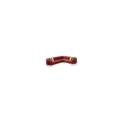 Rocco Ecksofa Farbe:Terracotta, Füße:Metall-Gold, Langer Schenkel:Links, inkl. Kissen