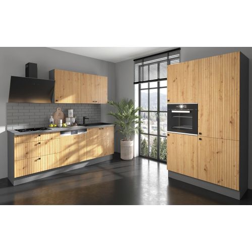 Küche AVA 220+120 cm Anthrazit Eiche Artisan Küchenzeile Küchenblock