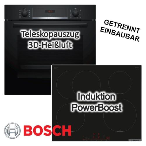 Herdset BOSCH Backofen Schnellaufheizung Teleskopauszug + Induktionskochfeld PowerBoost 60cm