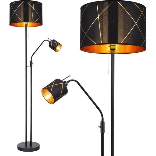 Stehleuchte, Flexo-Leselampe, schwarz gold, H 175 cm