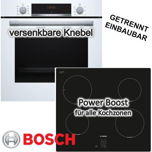 Herdset BOSCH Backofen weiß HYDROLYSE + Induktionskochfeld autark 60 cm