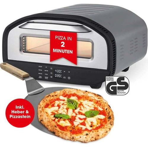 GOURMETmaxx Elektro-Pizzaofen mit Pizza-Heber - Edelstahl/schwarz