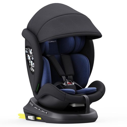 XOMAX 946i Auto Kindersitz drehbar 360° Grad, mit Isofix und Alarmsystem, Gruppe 0+, 1, 2, 3, Reboarder, 0 bis 36 kg, 0 - 12 Jahre / ECE R129,Farbe:Schwarz/Blau