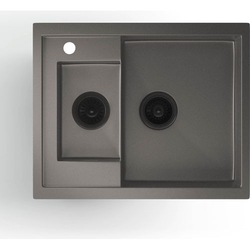 Klarstein Spülbecken – 1,5 Becken mit Ablage, Robuster 304 Edelstahl, Kratz- & Hitzebeständig, Leicht zu Reinigen, Inkl. Überlauf & Einbausatz, 61x50 cm, Metallisch Grau