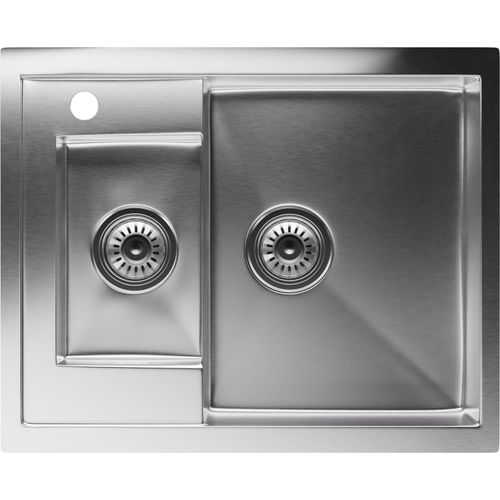 Klarstein Spülbecken – 1,5 Becken mit Einbausatz, Hochwertiger 304 Edelstahl, Kratz- & Hitzebeständig, Leicht zu Reinigen, Inkl. Überlauf & Abflussrohr, 61x50 cm, Rostfreier Stahl