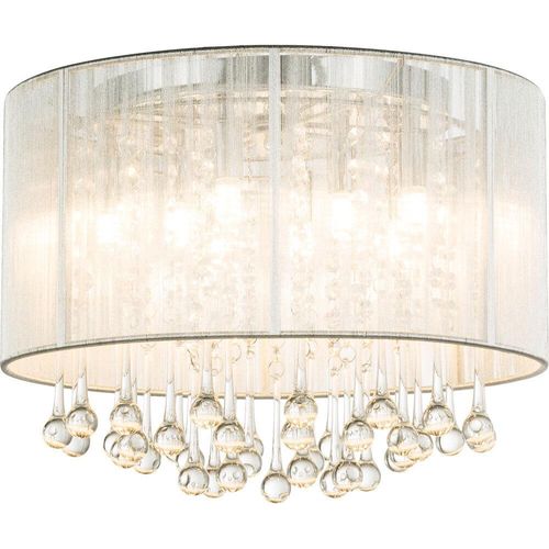 LED Deckenleuchte Chrom, Kristalle klar, 40 cm