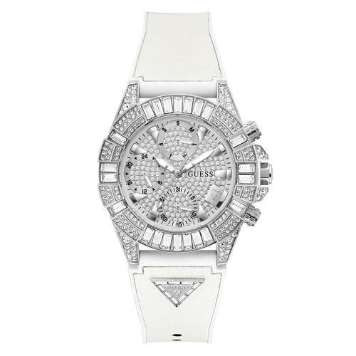GUESS Damen Multifunktionsuhr 40th Anniversary Special Edition Weiß Silber GW0814L2