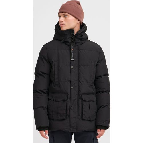 INDICODE IDSticks Herren Steppjacke Winterjacke Jacke mit Kapuze regulierbarem Elastikband hohem Kragen Eingrifftaschen Label-Details Regular fit