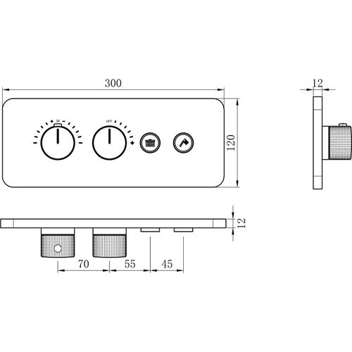 Thermostat-Unterputz-Duscharmatur NT7646 für 2 Verbraucher - inkl. Unterputz-Grundkörper - Farbe wählbar, Farbe:Chrom
