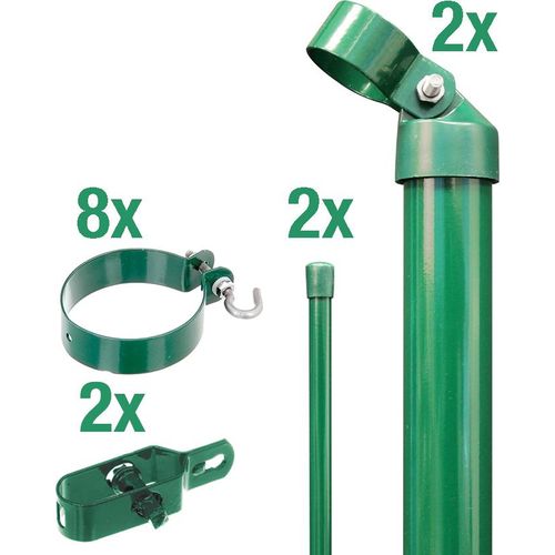 Alberts Zaunanschluss-Set zweiseitige Verbindung für Wellengittertor an Maschendrahtzaun grün zum EinbetonierenTorpfosten-Ø: 76 mm Zaunhöhe: 150 cm