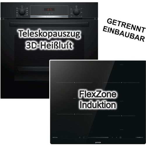 Herdset Bosch Backofen Teleskopauszug + Gorenje PowerBoost Induktionskochfeld autark 60cm