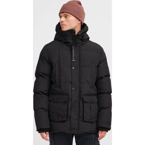 INDICODE IDSticks Herren Steppjacke Winterjacke Jacke mit Kapuze regulierbarem Elastikband hohem Kragen Eingrifftaschen Label-Details Regular fit